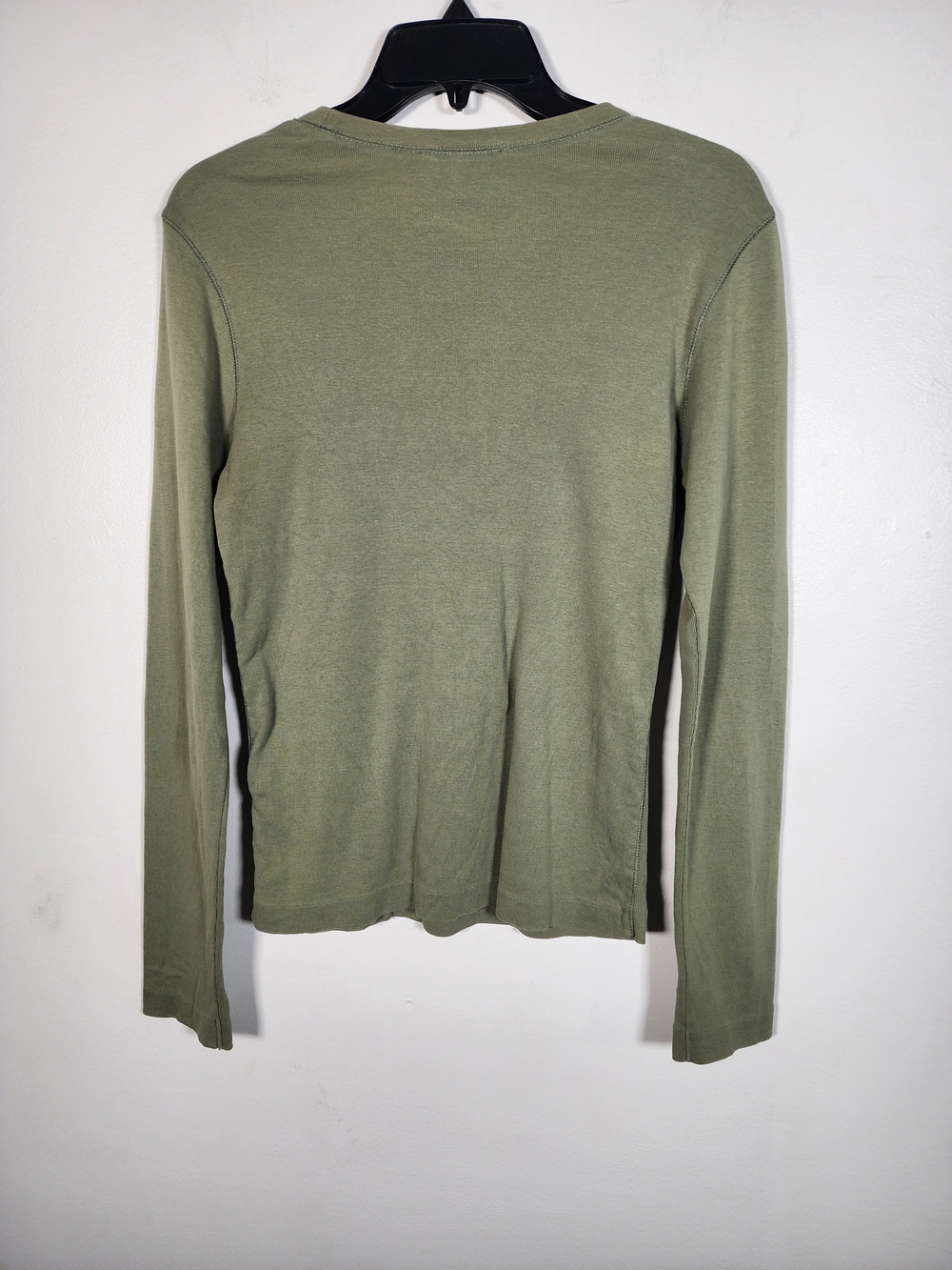 Olive Long-Sleeve Crewneck Top with Pink Embroidery - Picture 3 of 5
